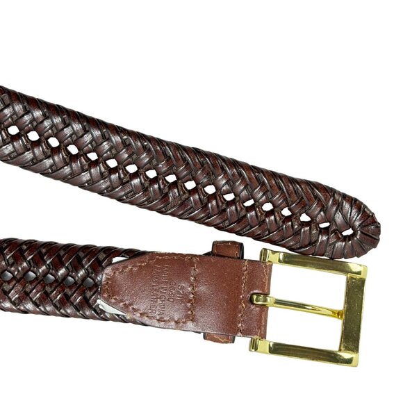 Men’s Belt unbranded Faux Leather Woven Dress Belt Brass Buckle Size 36" - Picture 5 of 6